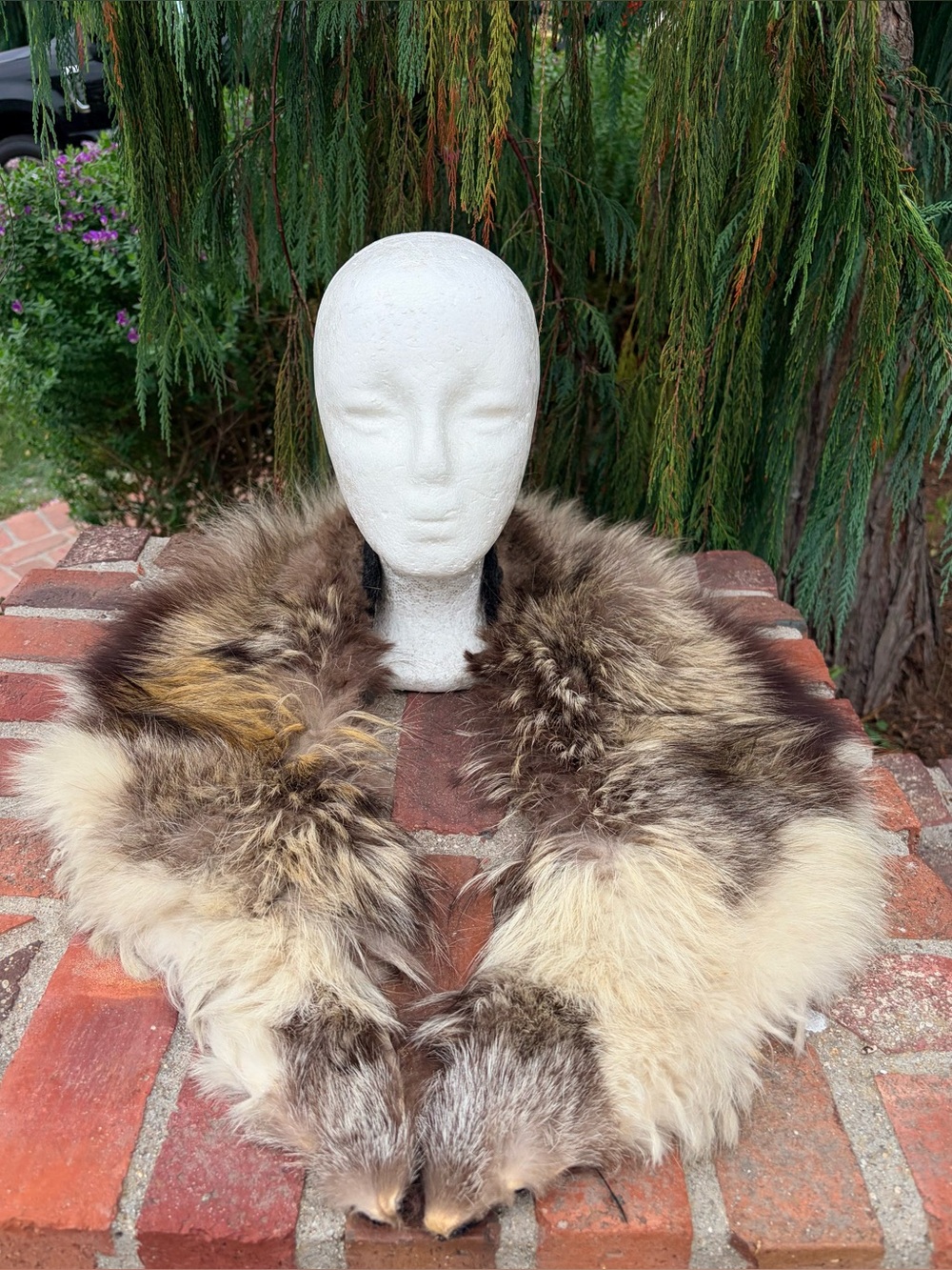 Fluffy Vintage Fox Fur Big Collar Unusual Piece Western Rocker Vibe Unisex Fair